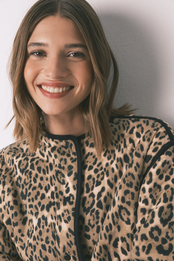 Women'secret Casaco curta reversível com estampa animal bege