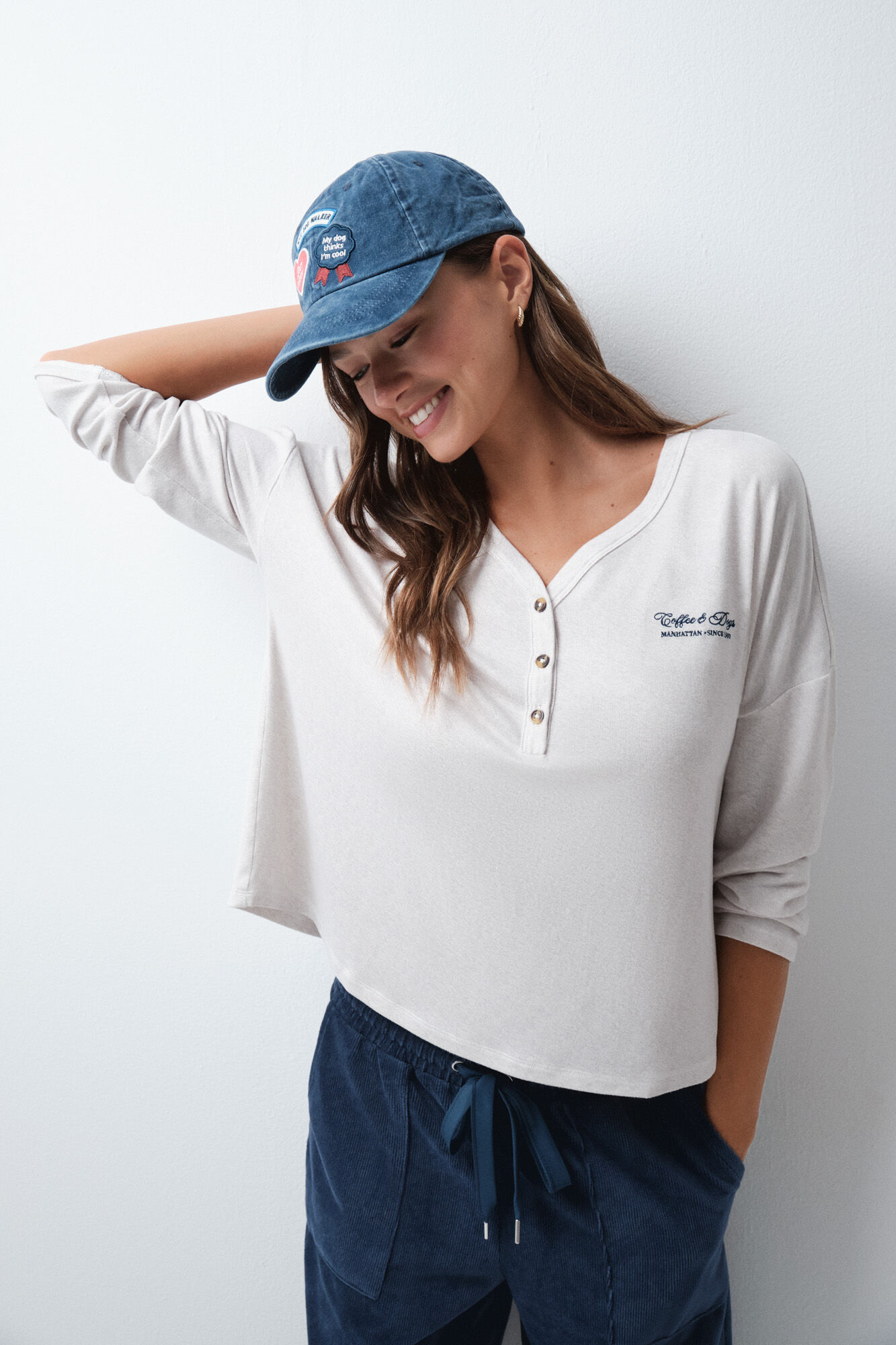 Women'secret T-shirt de malha soft touch cinzenta cinzento