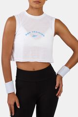 Reebok T-shirt sem mangas com gr&aacute;fico branco