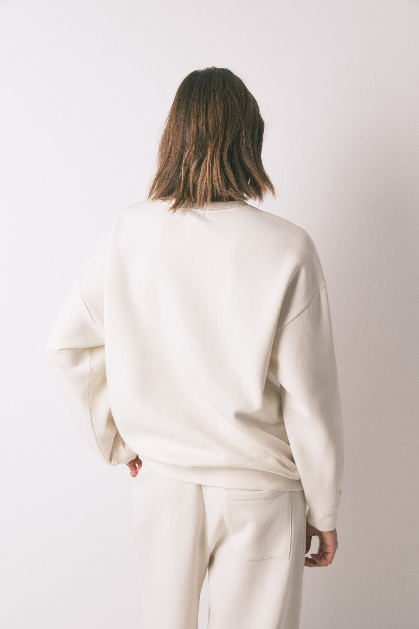 Women'secret Sweatshirt de pel&uacute;cia de algod&atilde;o branco bege