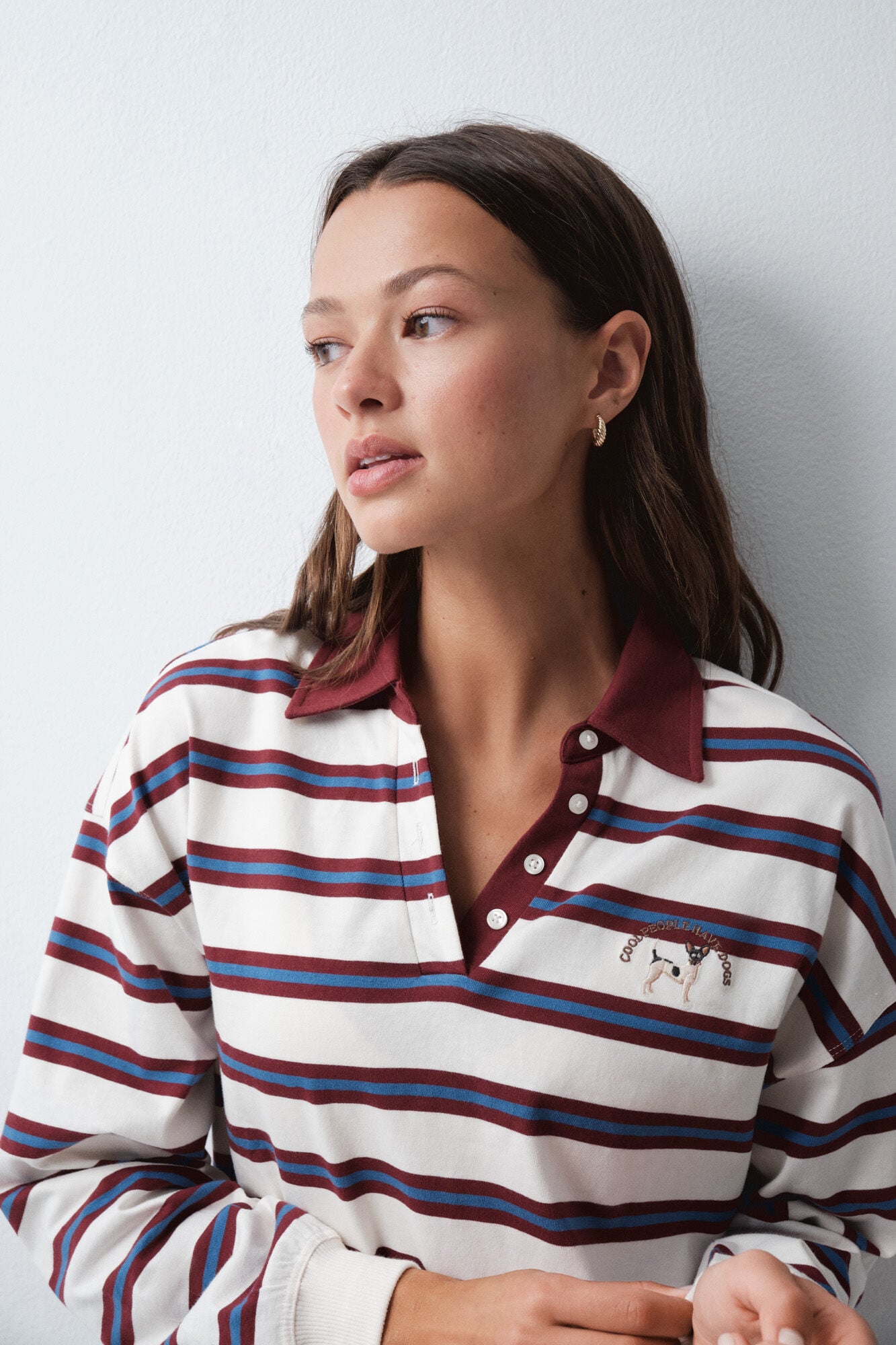 Women'secret Polo de riscas branco e gren&aacute;