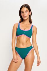 Modibodi Puma cueca de biqu&iacute;ni menstrual cintura alta fluxo super verde bege