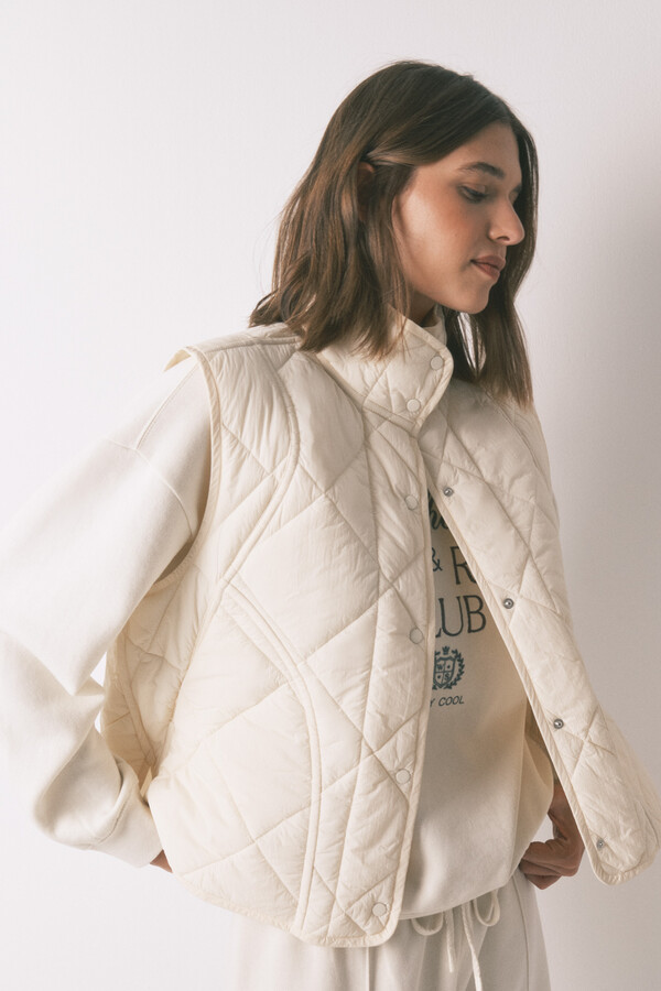 Women'secret Colete acolchoado branco bege