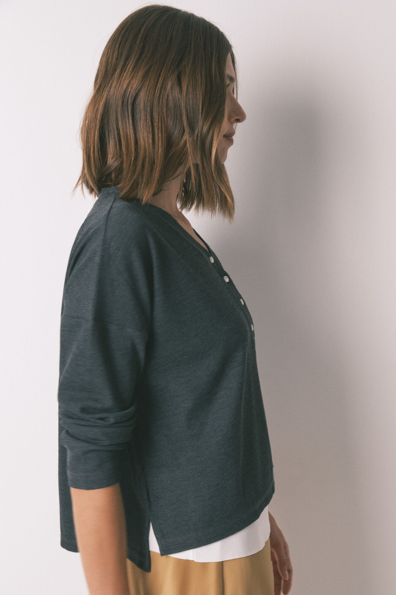 Women'secret Camiseta manga larga waffle gris gris