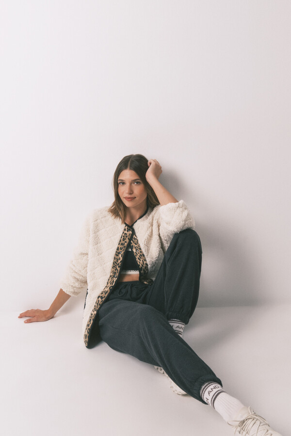 Women'secret Casaco curta reversível com estampa animal bege