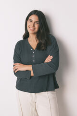 Women'secret Camiseta manga larga waffle gris gris