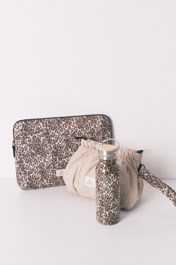 Women'secret Garrafa de metal com estampa animal cru