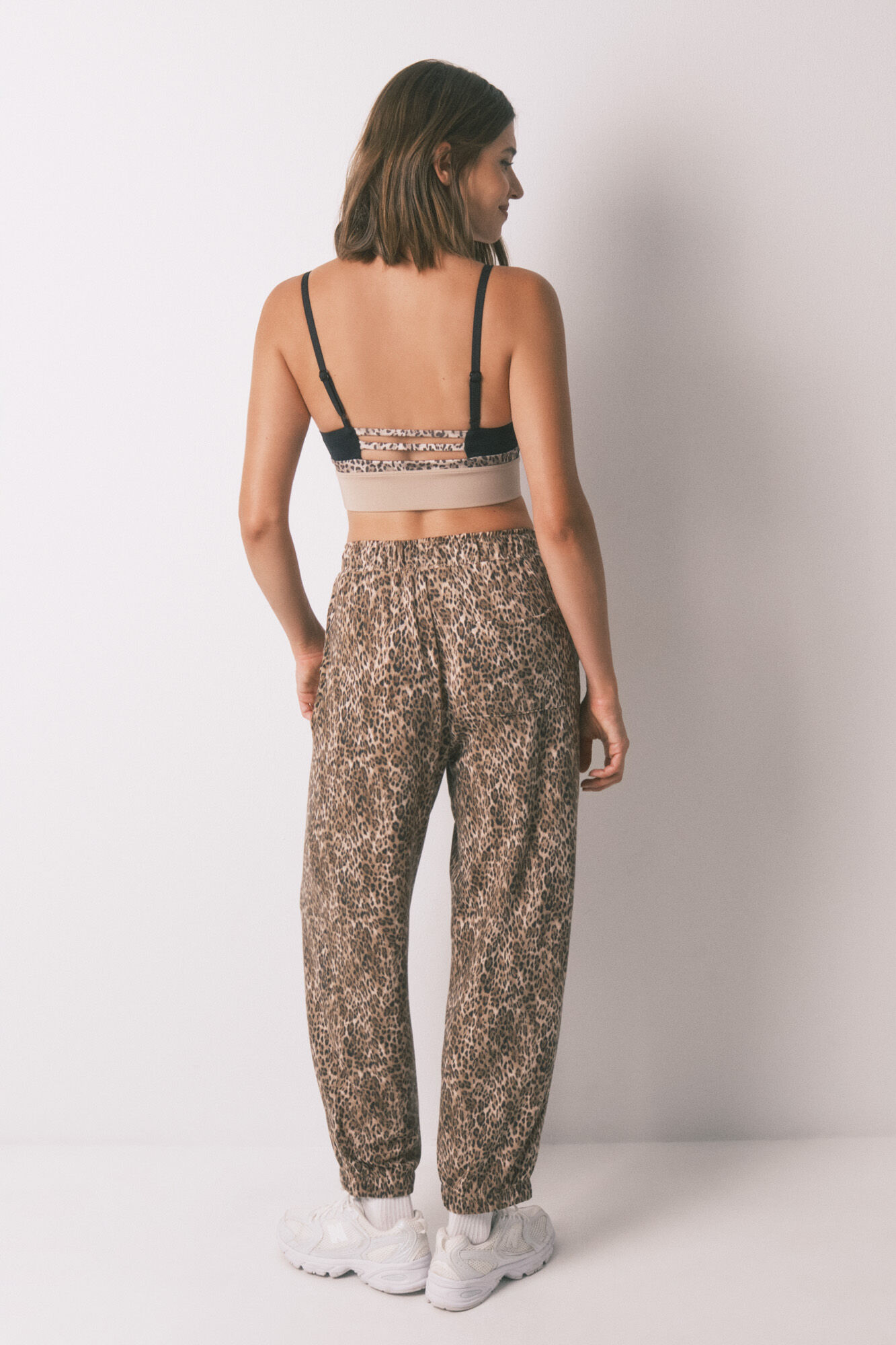 Women'secret Cal&ccedil;a comprida com estampa animal de cenoura marrom cru