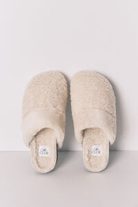 Women'secret Chinelos de quarto de borrego de carneiro bege