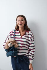 Women'secret Polo de riscas branco e gren&aacute; estampado