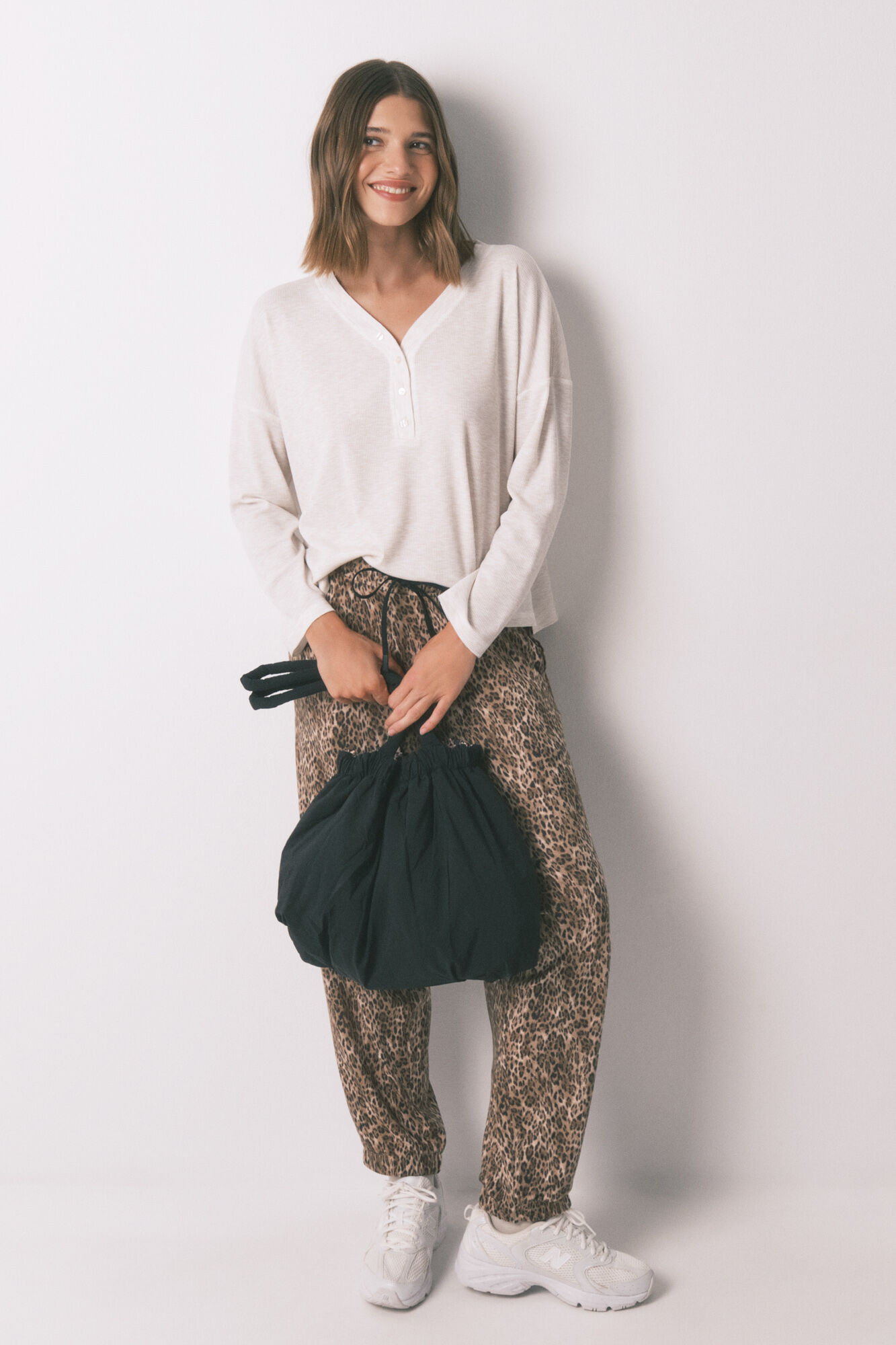 Women'secret T-shirt de manga manga waffle marfim bege