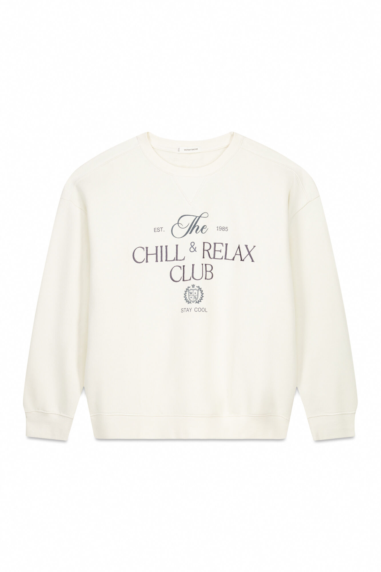 Women'secret Sweatshirt de pel&uacute;cia de algod&atilde;o branco bege