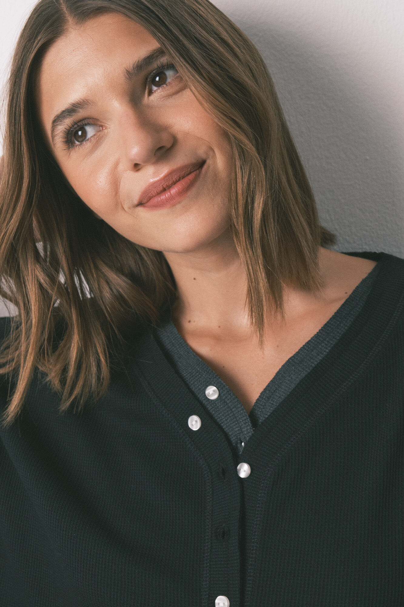 Women'secret Camiseta manga larga waffle negro