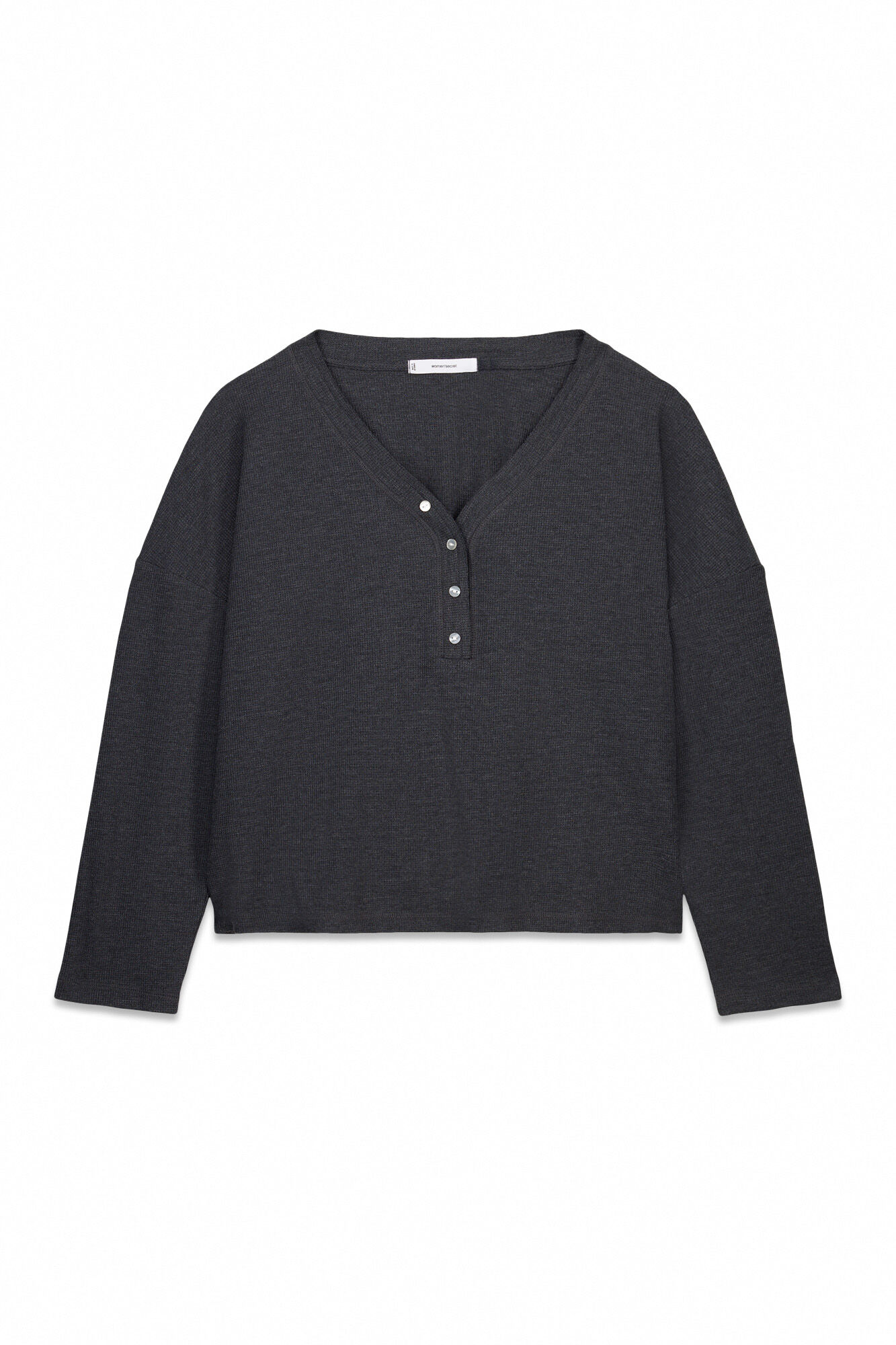 Women'secret Camiseta manga larga waffle gris gris