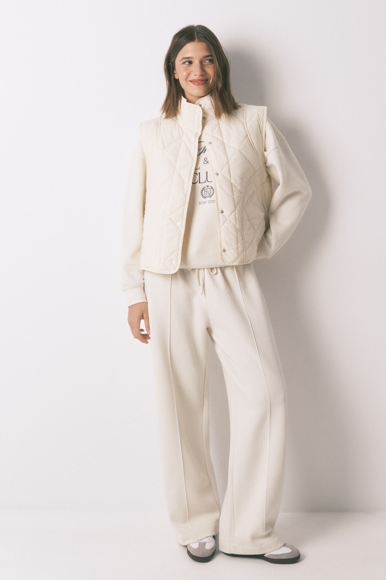 Women'secret Colete acolchoado branco bege