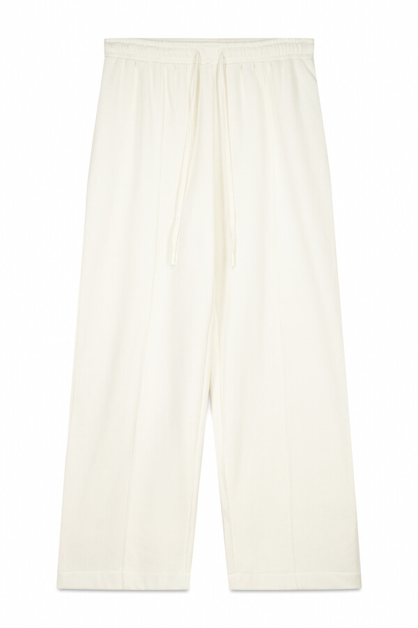 Women'secret Pantalón largo felpa fina blanco marfil