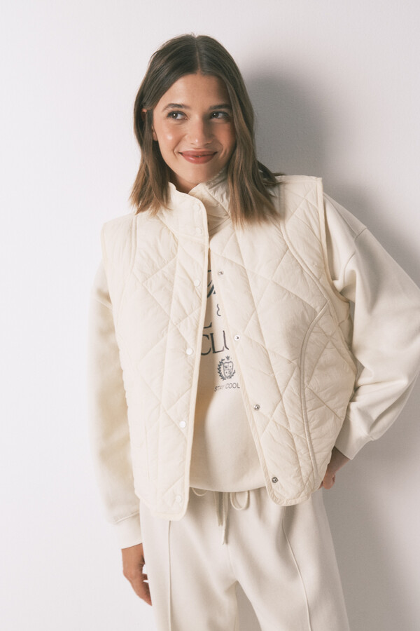 Women'secret Colete acolchoado branco bege