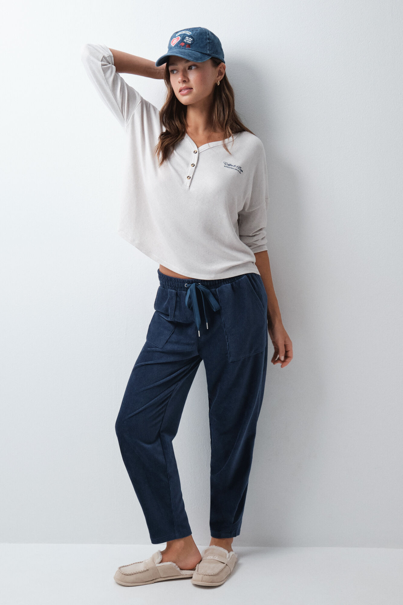 Women'secret T-shirt de malha soft touch cinzenta cinzento